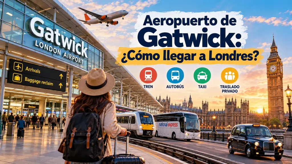 Descubre cómo ir del aeropuerto de Gatwick a Londres en tren, autobús o taxi: tiempos, precios, rutas y consejos para ahorrar en el traslado